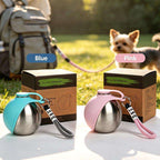 280ml 2 in 1 Pet Travel Water Bottle Stainless Steel Pet Water Dispenser
