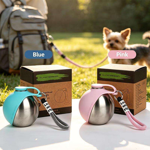 280ml 2 in 1 Pet Travel Water Bottle Stainless Steel Pet Water Dispenser