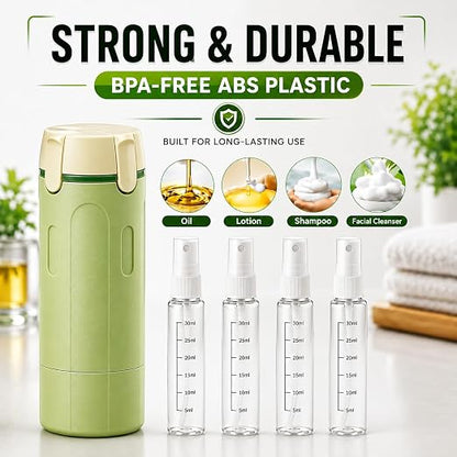 4-in-1 Refillable Plastic Travel Bottle Leak Proof Toiletry Container for Shampoo Lotion Luxury Durable