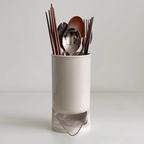 Stylish Utensil Holder with Removable Drain Tray, Kitchen Countertop Chopstick Cutlery Drying Storage Caddy