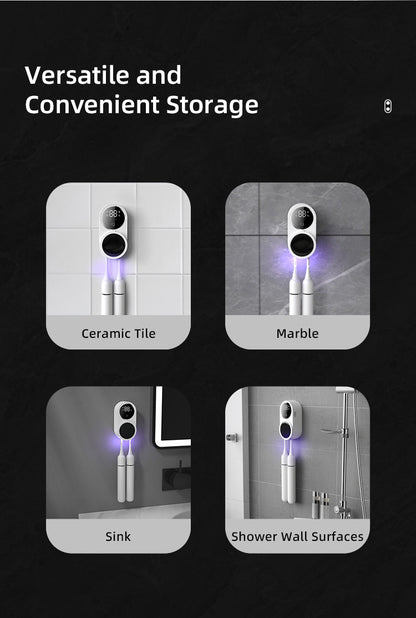 Wall‑Mount No‑Drill Smart Toothbrush Holder with UV Sterilization & Drying