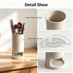 Stylish Utensil Holder with Removable Drain Tray, Kitchen Countertop Chopstick Cutlery Drying Storage Caddy