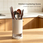 Stylish Utensil Holder with Removable Drain Tray, Kitchen Countertop Chopstick Cutlery Drying Storage Caddy